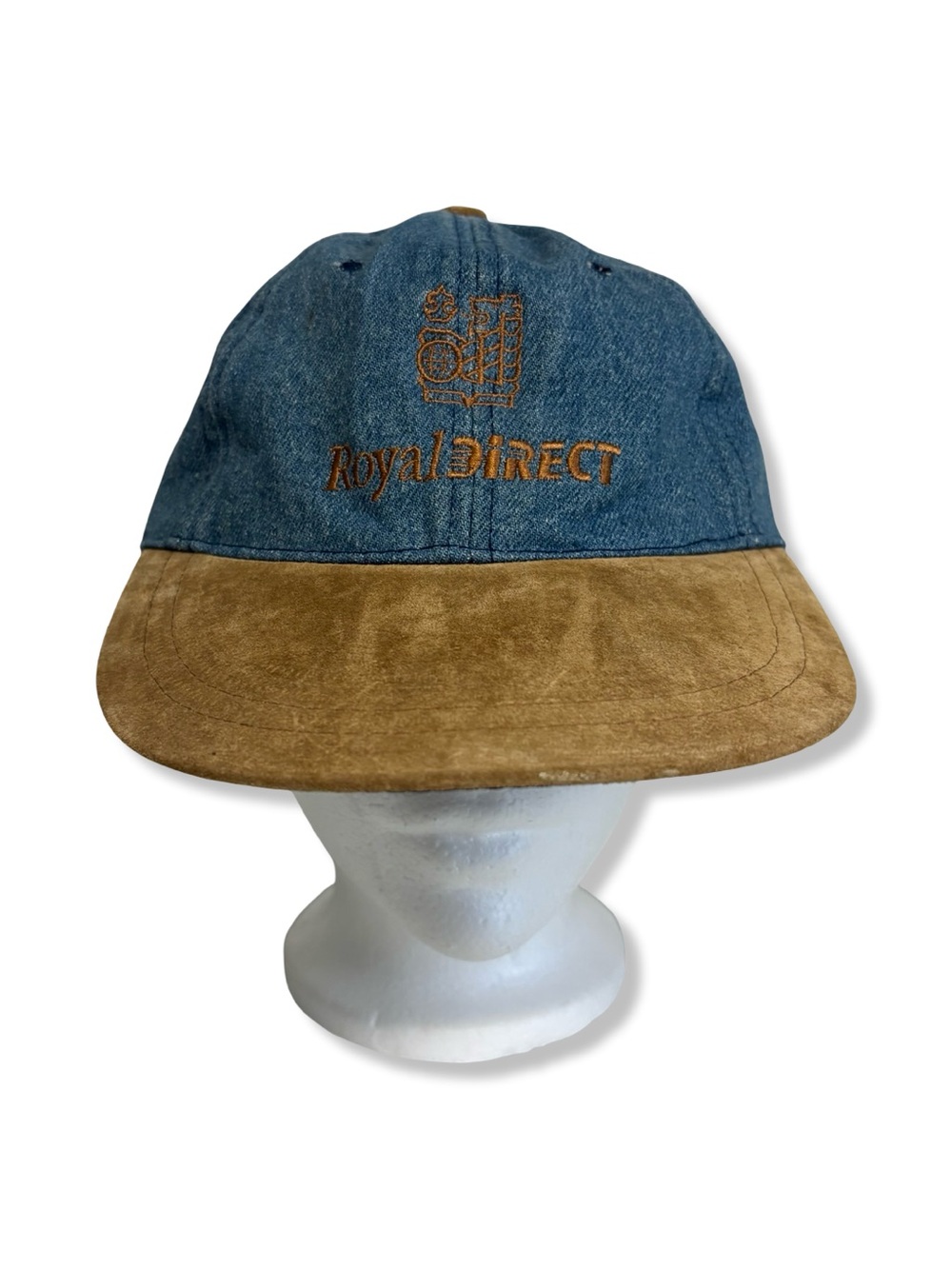 Vintage 90s Royal Bank Denim and Suede Cap